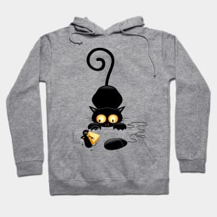 Cat, Mouse and Computer Mouse Joke Humorous Characters Hoodie